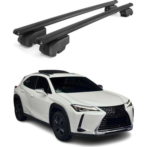 OMAC Aluminium Dachträger Querträger für Lexus UX 2019-2026 – City Crash – ISO/PAS 11154:2006 – Abschließbar – Max. 75 kg – 2 Stangen Schwarz (1/5)