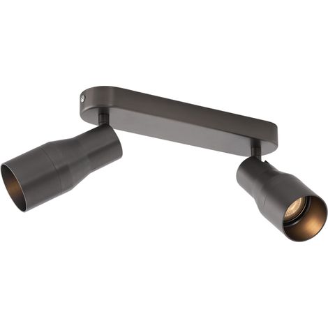 QAZQA Moderno Foco empotrado redondo color bronce cañón GU10 50 mm 2 luces - Stanley Aluminio Redonda Adecuado para LED Max. 2 x 10 Watt