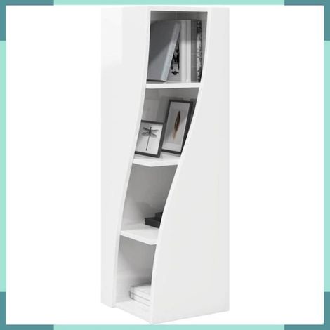 889859 Meuble d'angle Blanc brillant 32x32x102cm Bois d'ingénierie (1/5)