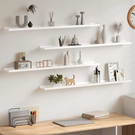 326656 Wall Shelves 4 pcs High Gloss White 100x9x3 cm vidaXL