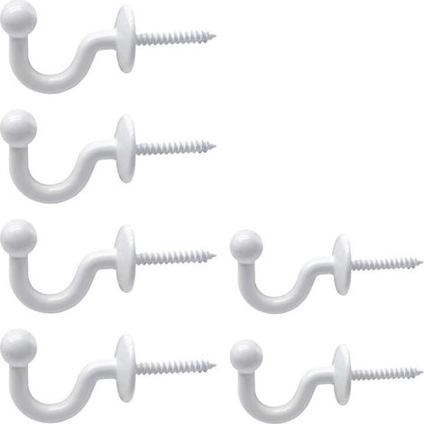 CCYKXA 6 Pcs Embrasses Rideaux Crochets U Blanc Crochet d'Arrimage Rideau à Tête Ronde avec Tubes d’Expansion Plastique pour Accorcher Rideaux Vêtements Clé, Comprend Un Manchon de Fixation