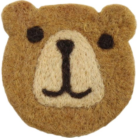 Dessous de verre en feutre de laine ours mignon antidérapant isolant pour café marron (1/5)
