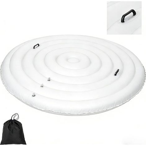 Couverture spa gonflable ronde - Compatible Saluspa Intex - Isolante thermique économie énergie - Avec poignée (1/4)