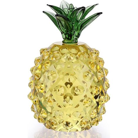Figurine d'ananas en cristal Ornement décoratif d'ananas en cristal Sculpture de collection en fruits en cristal, pour la décoration de bureau à domicile (1/5)