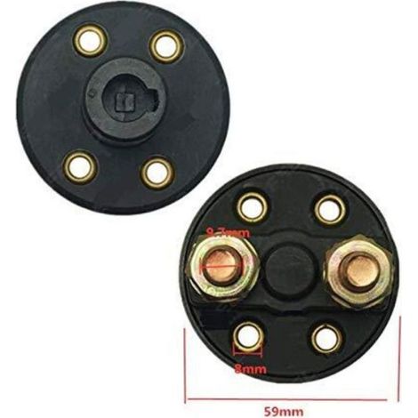 Interrupteur coupe-batterie - - 100A 12V/24V - Lot 2 pièces - Sécurité antivol - Noir/rouge (1/5)