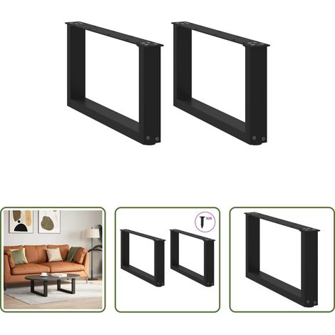 vidaXL Patas para mesa de centro en forma de U (2 unidades), color negro, 70 x (30-31) cm, acero (1/5)