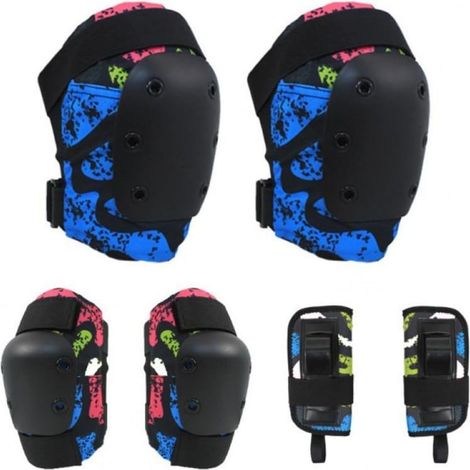 Ginocchiere per bambini, gomitiere per pattinaggio in linea, attrezzatura da ciclismo, set protettivo da 6 pezzi con protezioni per i polsi, attrezzatura per monopattino e bicicletta (blu) (1/5)