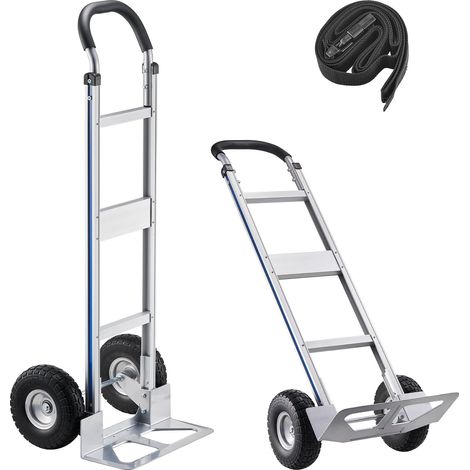 Diable Déménagement Capacité de Charge 226,9 kg Diable Robuste Portable en Alliage Aluminium avec Roues, Poignée Antidérapante, Sangle d'Arrimage, pour Manutention Domicile Bureau Entrepôt (1/5)