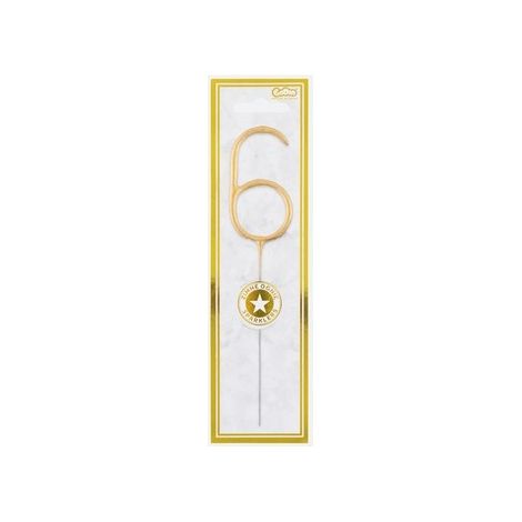 Stelline scintillanti dorate numero 6, 17 cm