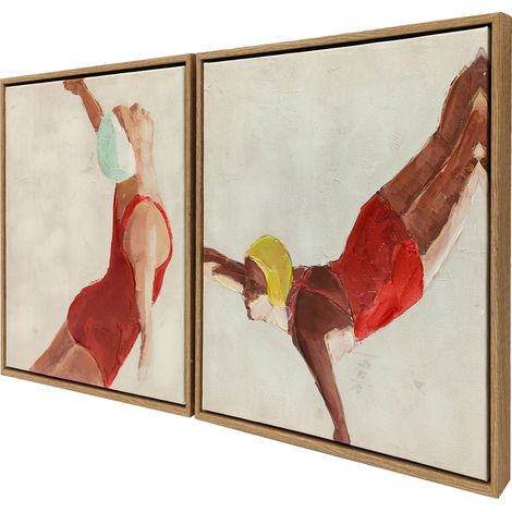 Set mit 2 modernen Leinwanddrucken, Wandbilder inklusive Haken, 40 x 40 cm