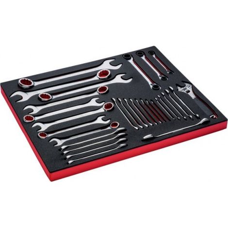 BAHCO - Jeu de clés à molette/mixtes/à fourche doubles, module mousse 3/3 Fit&Go - 30 pc