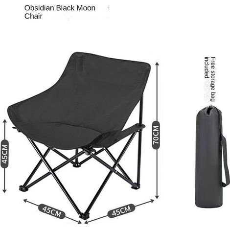 Chaise de camping New Moon Chair, chaise de plage pliante d'extérieur, fauteuil inclinable portable, tabouret de pêche, table et chaise de pique-nique de camping, noire épaisse et renforcée avec sac d (1/5)