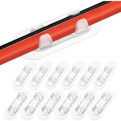 Packung mit 20 transparenten, selbstklebenden Kabelclips, die das Kabelmanagement zu Hause, im Büro und in Multimediazentren erleichtern. (1/5)