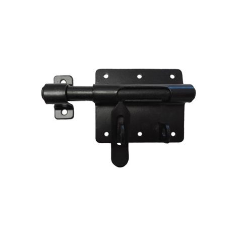 Verrou à bouton pour porte-cadenas noir – Acier zingué – Ø14 mm – Livré avec gâche – Sécurise portes de cave et vestiaires – Vp Mermier - M-499142