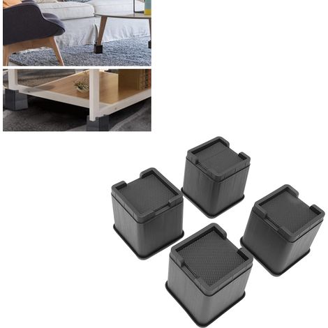 Vendus par lot de 4. Pieds de lit multifonctionnels, pieds de canapé, coussinets rehausseurs de meubles, pieds de chaise fins, adhésif double face et base en caoutchouc. (1/5)