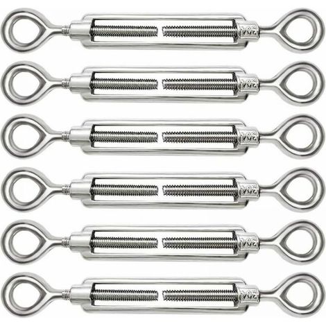 Tendeur De Câble - M5 En Acier Inoxydable 304 - Oeillet À Oeillet - Pour Clôture Cordes À Linge Voile D Ombrage - Lot De 6 (1/5)