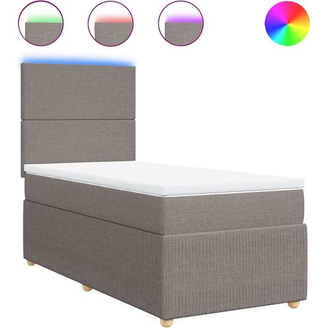 Maison Exclusive - Cama box spring con colchón tela gris taupe 90