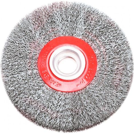 Cepillo de disco de alambre Verto de 200 mm: para amoladoras de banco y limpieza de acero