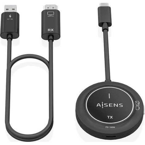 Adaptateur/transmetteur de vidéo sans fil usb type-c - hdmi aisens aswl-h2kc30m004-bk/ 100w