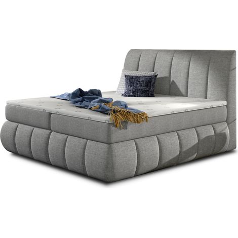 Lit continental tissu gris clair Florencia-140x200 (1/5)