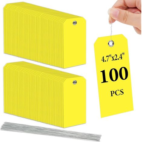 100pcs Etiquette Prix en Plastique, Étiquettes de prix avec fil, Étiquette Étanche à l'eau Rigide, Étiquettes de Prix en Vierges Inscriptibles pour Etiquette Vetement Bijoux Cadeaux (1/5)