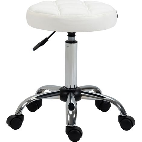 Silla giratoria regulable con ruedas blanca OKMYHOME (1/4)