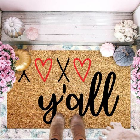 Tapis de porte Herrnalise pour la Saint-Valentin, motif cœur LOVE, tapis en caoutchouc antidérapant, lavable, décoration intérieure/extérieure 40,6 x 61 cm (1/5)
