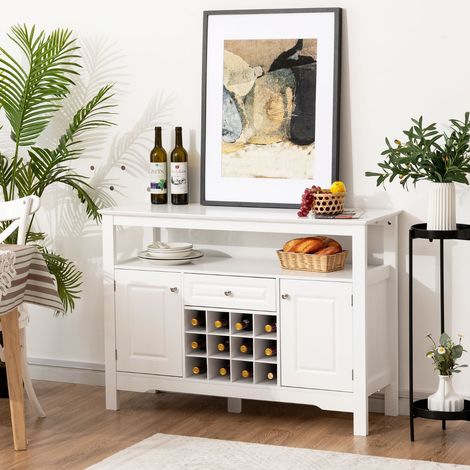 Buffet de Cuisine 1 Tiroir et 2 Armoires 117 x 40,5 x 82,5 CM (L x l x H) Meuble Rangement pour Salle à Manger Salon Blanc CW3593 Maison Chic (1/3)