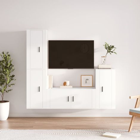 Ensemble de meubles TV 4 pcs Moderne - Meubles de rangement - Buffet Salon - Blanc Bois d'ingénierie Chic-823233 (1/4)