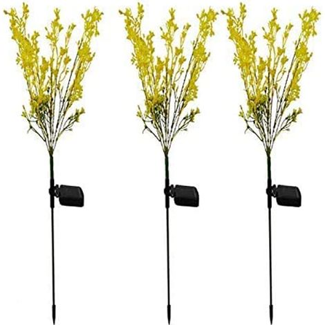 Fleur artificielle solaire LED, lampe décorative extérieure étanche pour jardin, cour ou pelouse (lot de 3) (fleurs de colza) (1/5)