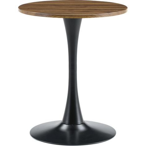 CHICFURN Mesa de comedor redonda 60 cm, MDF negro y efecto nogal, para espacios pequeños (1/5)
