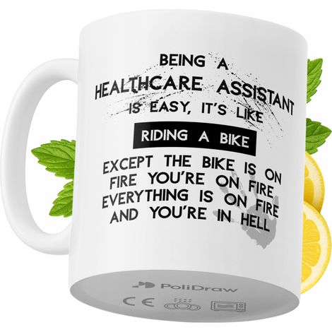 Lustige Tasse für Pflegehelfer/innen – Kaffee- oder Teetasse mit witzigem Textdesign – ideal für Geburtstage, Namenstage, Feiertage und besondere Anlässe. Hochwertige Tasse für Zuhause, Büro und Arbei
