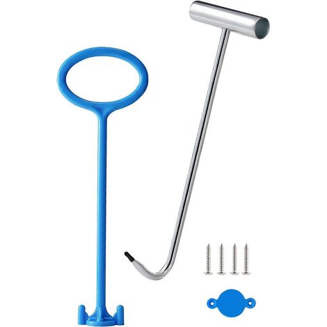 Ce kit de poignée pour panier d'écumoire de piscine comprend une poignée, un crochet, un adaptateur et quatre vis. Universel, il s'adapte à toutes les écumoires encastrées et vous évite de vous baisse (1/5)
