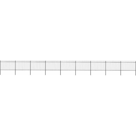 vidaXL Clôture de jardin avec dessus en forme de lance en acier 1506 x 120 cm Noir (1/4)