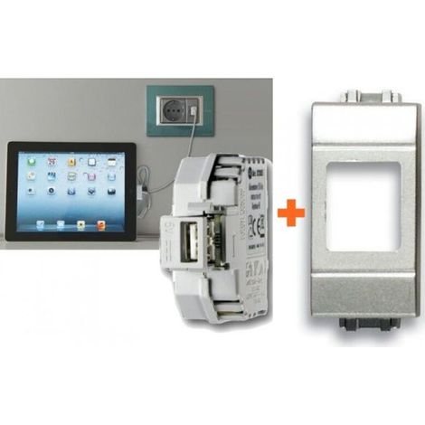 Fanton caricatore presa USB 5V 2,1A compatibile Bticino Light tech grigio - 82890-LG