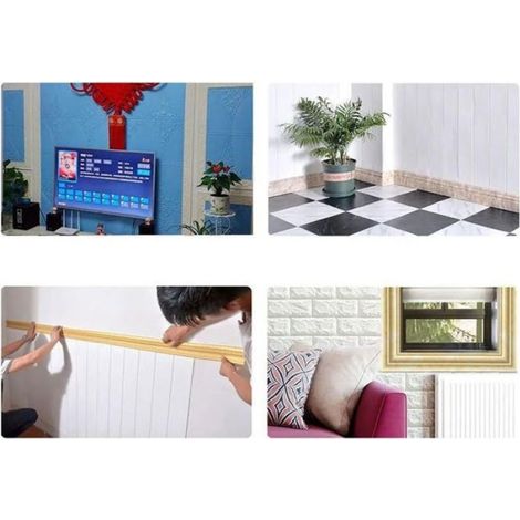Frises Papier Peint or 4 X 230cm（2pcs） Moulure Murale Autocollant Murals Adhesif Murale Plinthe Adhesive Pvc (1/5)