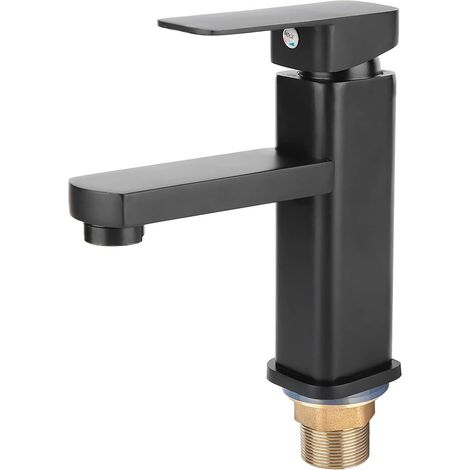 Robinet d'évier, inox 304, noir, monotrou, cartouche céramique (1/5)