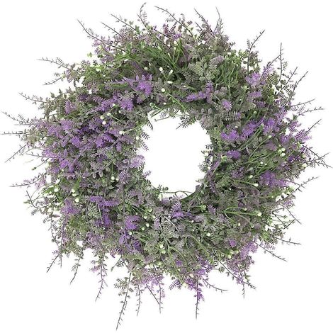 Künstlicher Lavendelkranz, 45 cm (18 Zoll), großer lila Blätterkranz für Feste, Feiern, Haustür, Wand, Fenster, Partydekoration-Exacum (1/5)