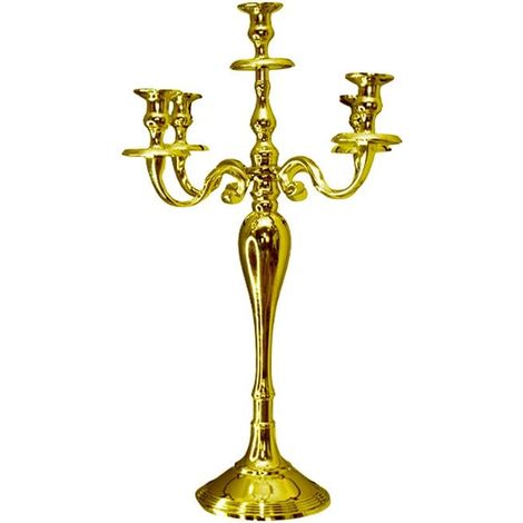 Grand Chandelier Candélabre 5 Branches en Métal Doré Bougeoir Décoratif Hauteur 60 cm - PANGIVO (1/3)