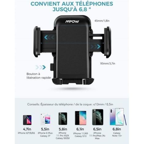 Support Téléphone Voiture Ventouse Porte Telephone pour Tableau de Bord et PareBrise Long col Cygne Flexible Comp (1/4)
