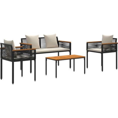 Maison Exclusive - Set di Mobili da Esterno Nero e Bianco Crema polyrattan