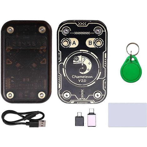 Émulateur de lecteur de puces RFID Chameleon V2.0, duplicateur NFC Chameleon + porte-clés UID/carte CUID, décodage de cartes 125K/13,56M (1/5)