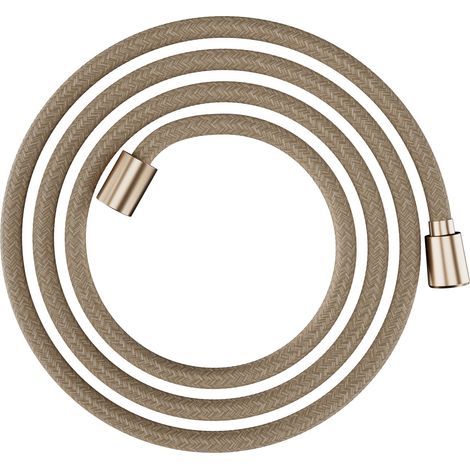 Designflex - Flexible de douche textile universel 2,00 m, tuyau de douche avec protection anti-pliure et écrou tournant anti-torsion, avec joints d'étanchéité, Bronze brossé (1/5)