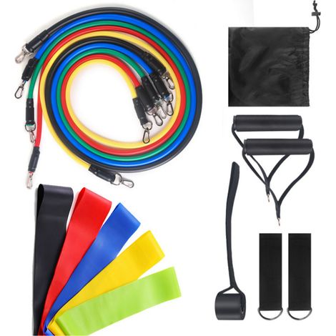 16 Pièces Bande de Résistance TPE Élastique Empilable 5 Couleurs pour Fitness et Entraînement (1/5)