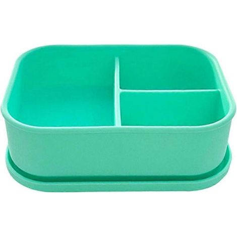 Silicone boîte repas qualité alimentaire bac légumes micro ondes chauffant 3 compartiments repas boîte bento bureau (1/5)