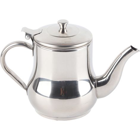 Théière en acier inoxydable avec filtre, antirouille et durable, 500 ml, couleur naturelle, idéale pour les hôtels, restaurants et maisons. (1/5)