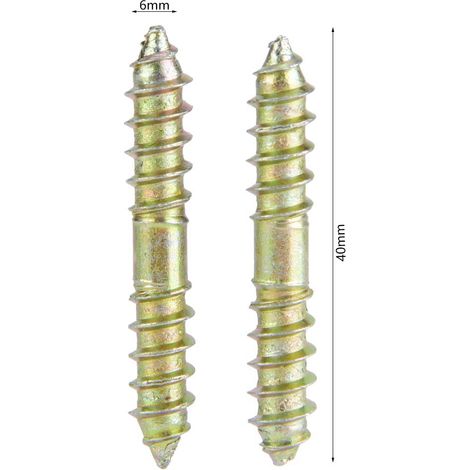 10 pièces vis à douelle double extrémité 6x40 mm fer zingué connecteur meuble menuiserie (1/5)