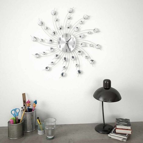 vidaXL Reloj de pared con movimiento de cuarzo 50 cm plateado (1/2)