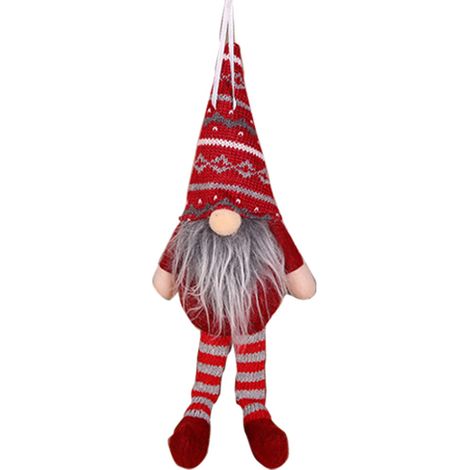 GARRYFIZH Décorations de Noël créatives, comprenant une poupée mannequin de forêt assise, une mini décoration de sapin de Noël et un mannequin de forêt aux longues jambes (rouge foncé).