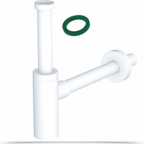 Schläfer 3439420 Sifone in Abs 1 1/4 Minimalista, Sifone Tondo per lavabo e Bidet, Scarico Lavandino Universale, Sifone in Plastica Antiodore, Bianco Opaco, Tubo Scarico Muro diam 32 mm. (1/5)